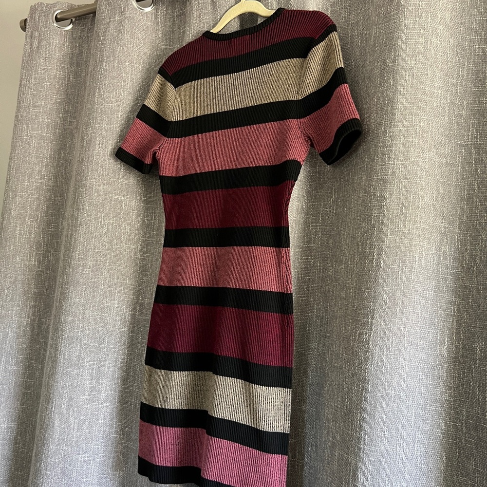 Cotton On short sleeve striped sweater dress, black, grey, pink, magenta - Large - Picture 7 of 12
